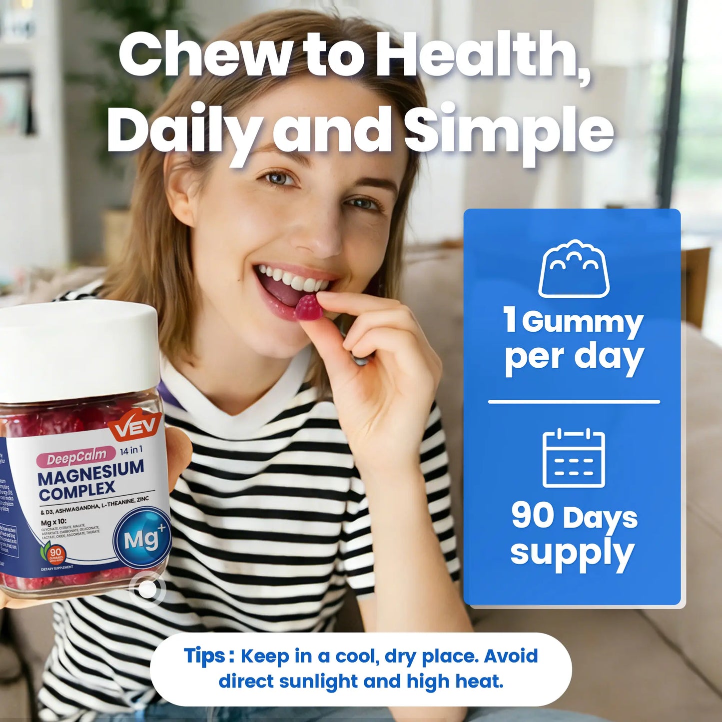 VEV DeepCalm 14-in-1 Magnesium Complex Gummies