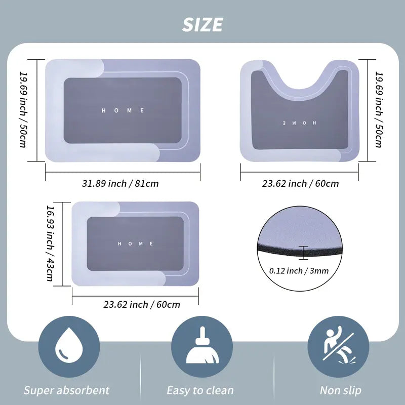 Dry Feet. Safe Steps. Pure Comfort Light Gray*3 Counts
