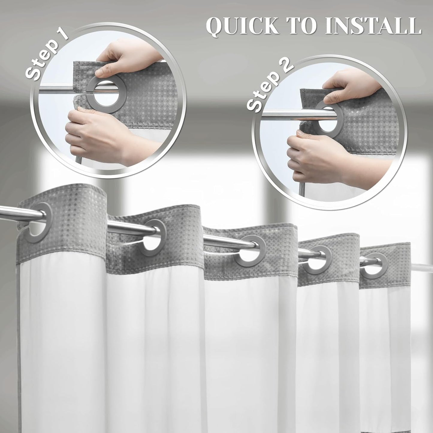 Upgrade to a 5-Star Hotel Bath in Seconds—No Hooks Required - 71" W x 74" H