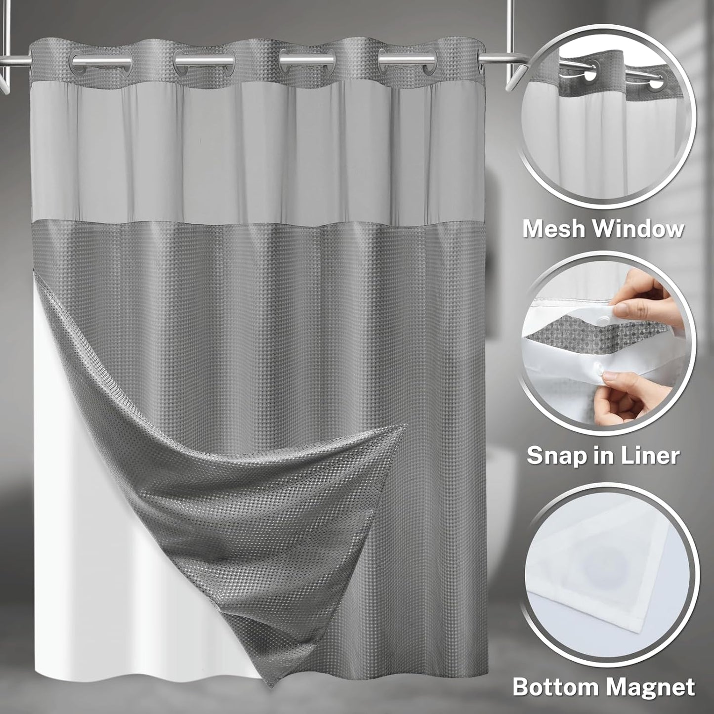 Upgrade to a 5-Star Hotel Bath in Seconds—No Hooks Required - 71" W x 74" H