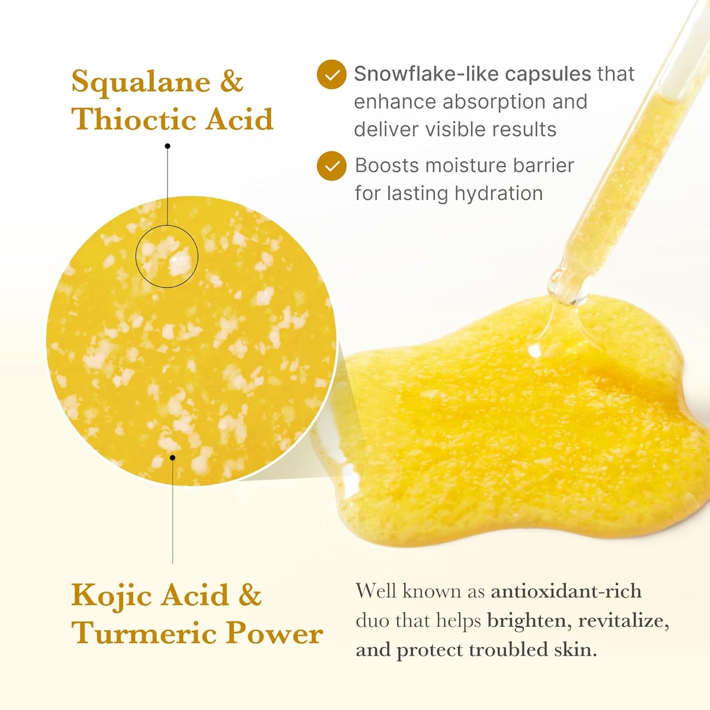 Fades Dark Spots. Flawless Glow. Powered by Kojic Acid & Turmeric.