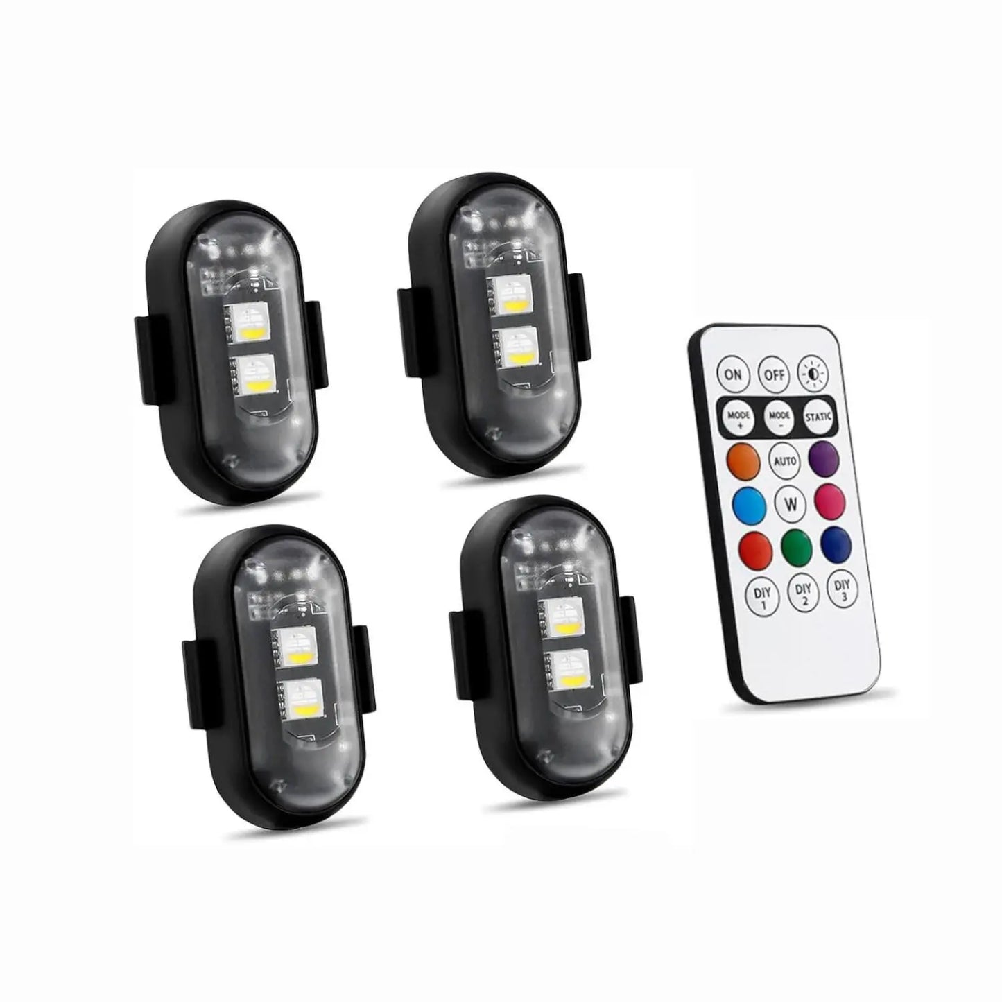 (8 Pcs) RGB Led Aircraft Strobe Light Remote Wireless Motorcycle Flash Light Warning Lights for   Bike Car Multifunctional