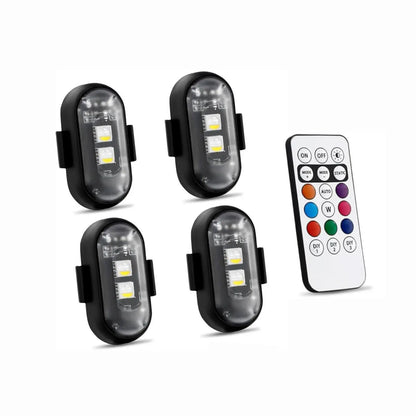(8 Pcs) RGB Led Aircraft Strobe Light Remote Wireless Motorcycle Flash Light Warning Lights for   Bike Car Multifunctional