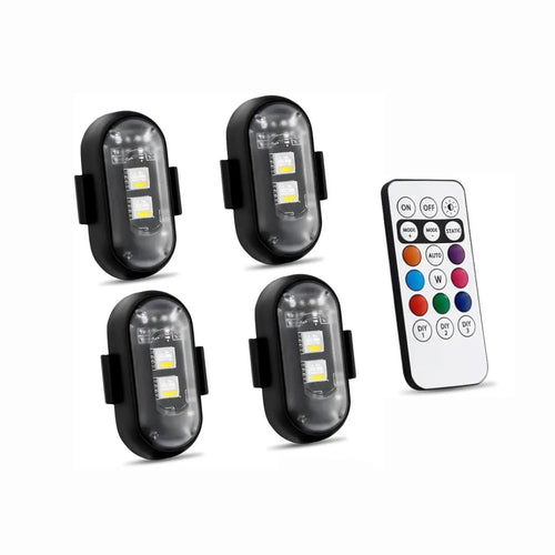 (8 Pcs) RGB Led Aircraft Strobe Light Remote Wireless Motorcycle Flash Light Warning Lights for   Bike Car Multifunctional