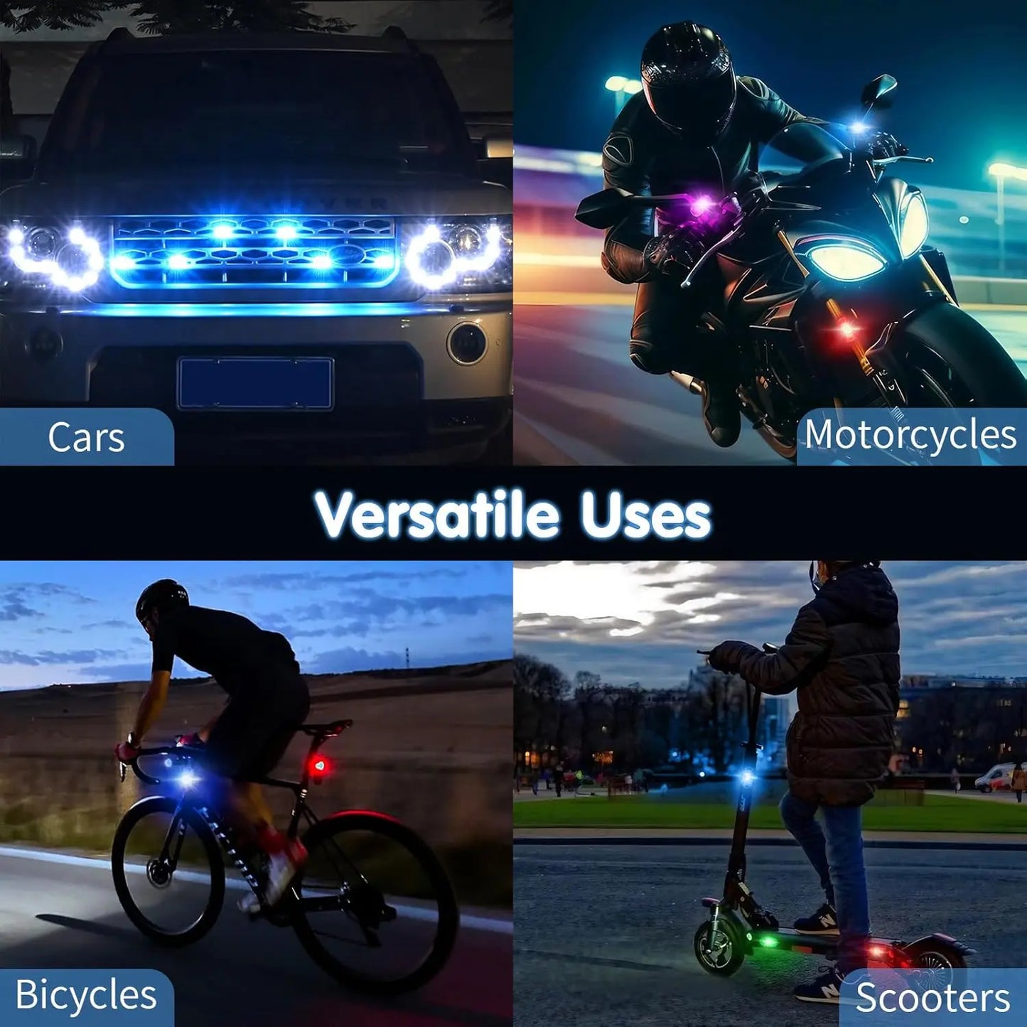 (8 Pcs) RGB Led Aircraft Strobe Light Remote Wireless Motorcycle Flash Light Warning Lights for   Bike Car Multifunctional