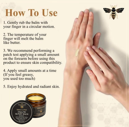 Organic Grass-Fed Beef Tallow Balm with Raw Honey