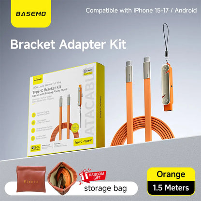 Basemo 240W SuperCharge 360° Rotating Invisible Stand Detachable 2-in-1 Charging Cable