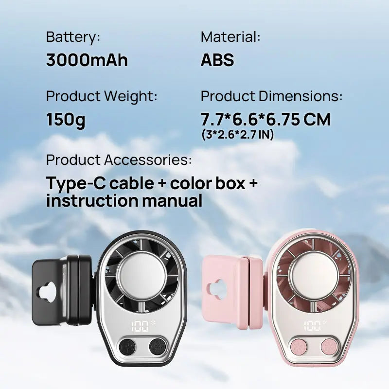 JOYTUTUS 2026 Car Clip On Fan with LED Display - 360° Rotation