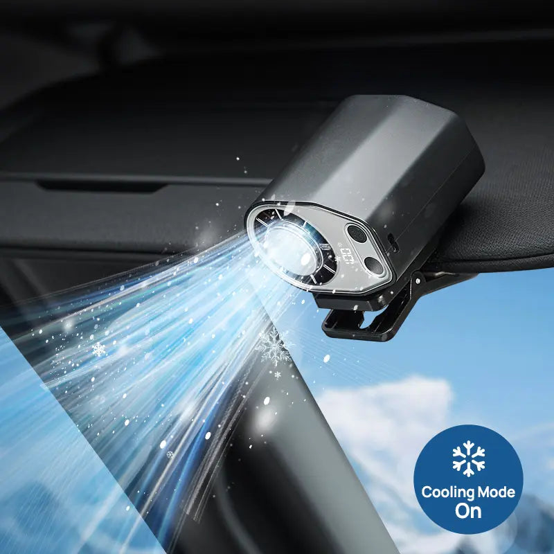 JOYTUTUS 2026 Car Clip On Fan with LED Display - 360° Rotation