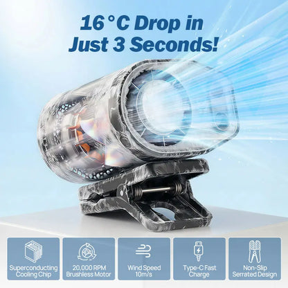 JOYTUTUS 2026 Car Clip On Fan with LED Display - 360° Rotation
