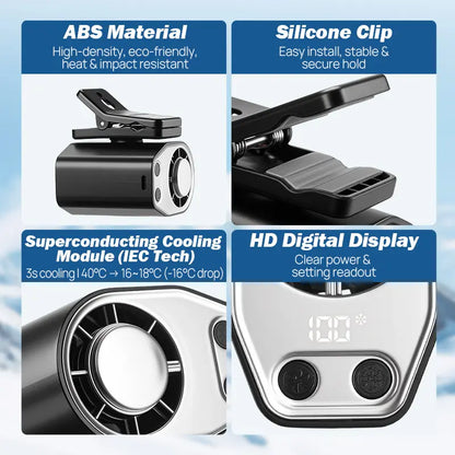 JOYTUTUS 2026 Car Clip On Fan with LED Display - 360° Rotation