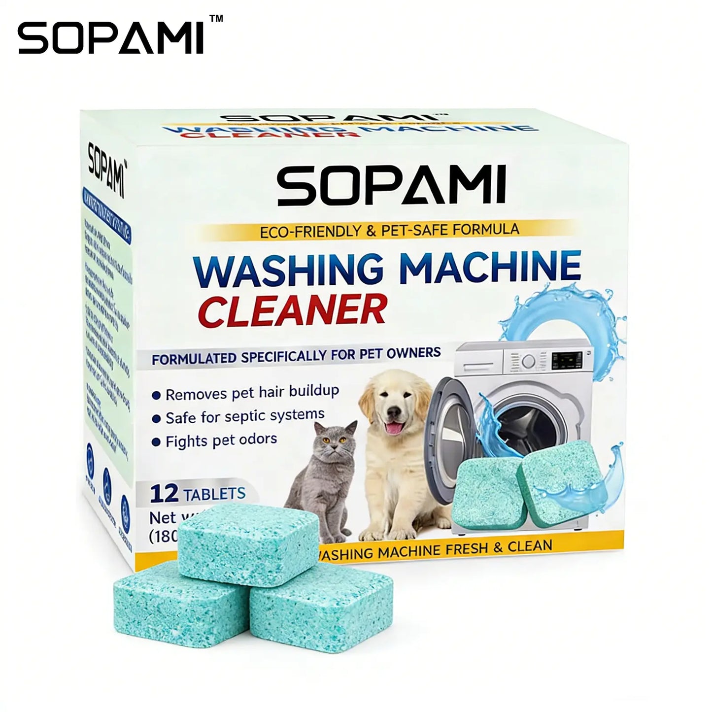 SOPAMI Eco-Friendly Washing Machine Cleaner 12 Tablets
