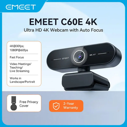 EMEET C60E 4K Webcam Streaming Camera for PC Laptop