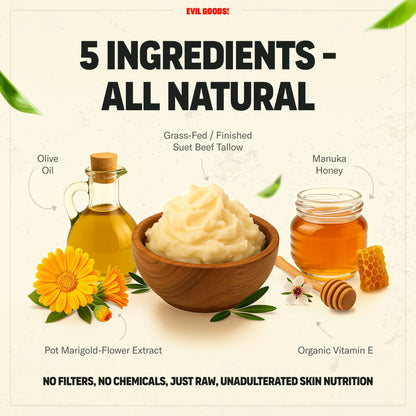 Whipped Beef Tallow & Manuka Honey Organic Nourishing Face Cream Moisturizer Body Lotion Skin Care Lip Balm