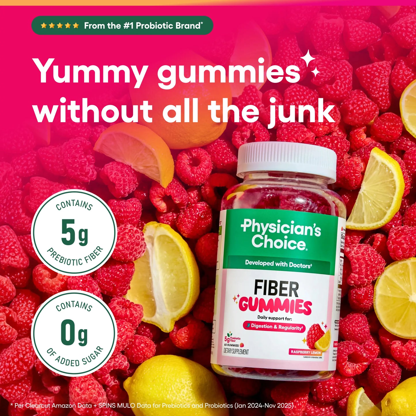 Physician’s Choice Fiber Gummies for Digestive Health & Regularity