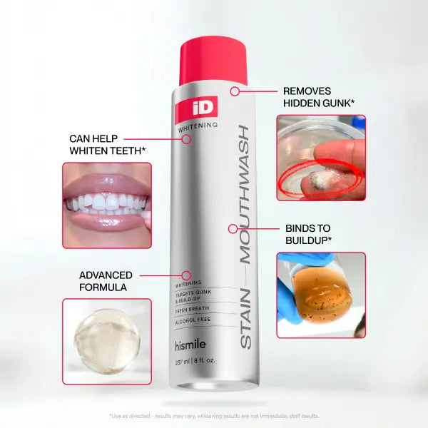 Hismile iD Stain Whitening Mouthwash for White Teeth