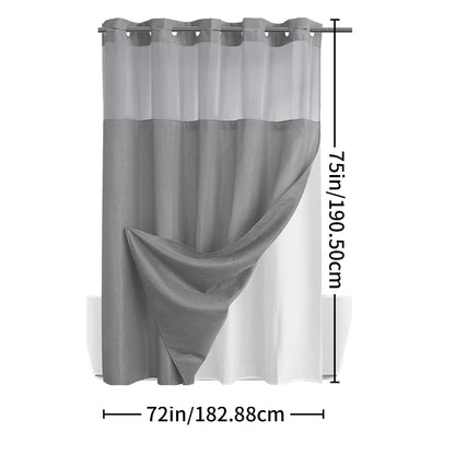 No Hook Shower Curtain with Snap in Liner