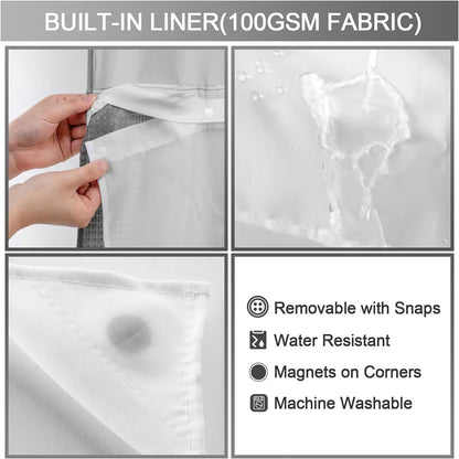 No Hook Shower Curtain with Snap in Liner