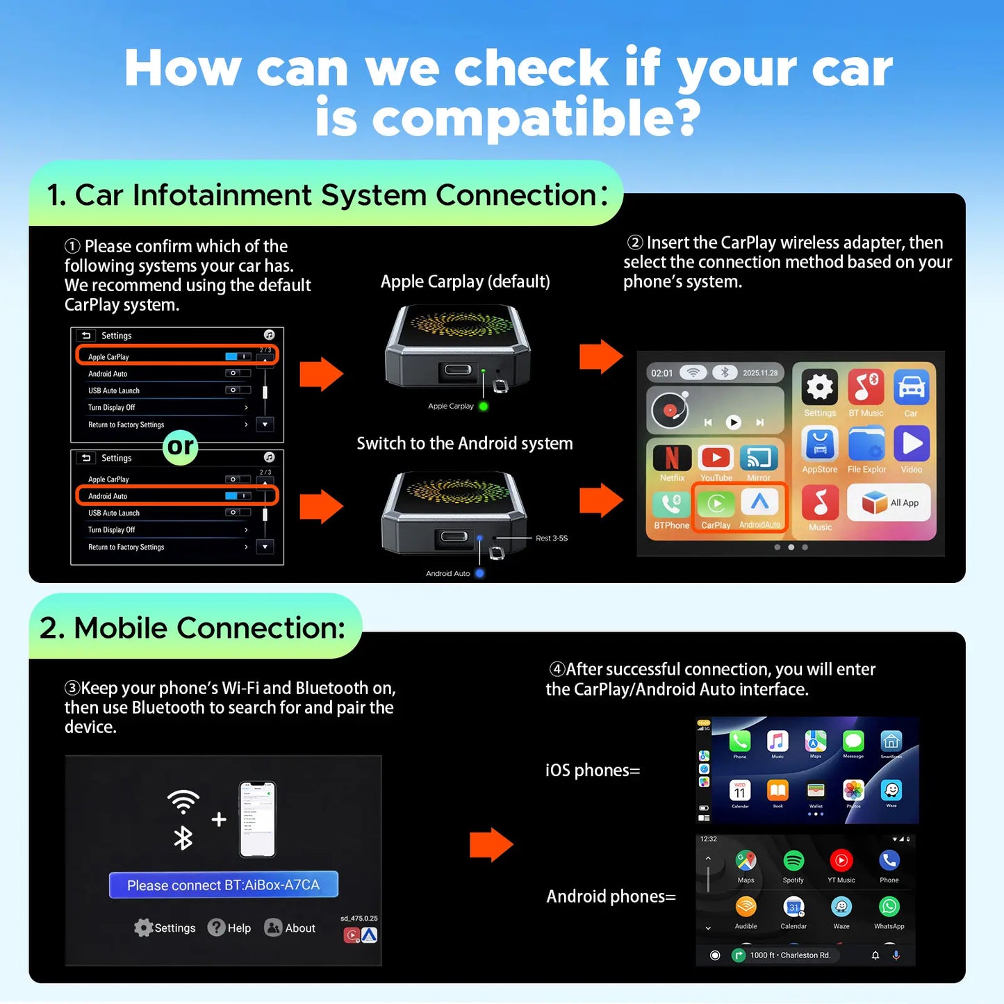 LAMTTO 2026 Wired CarPlay to Wireless Adapter