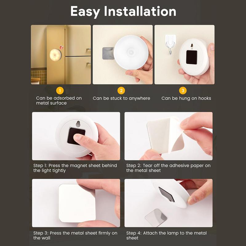 8 LEDs Motion Sensor Night Lights, Christmas Gifts, Auto Under-cabinet Lights