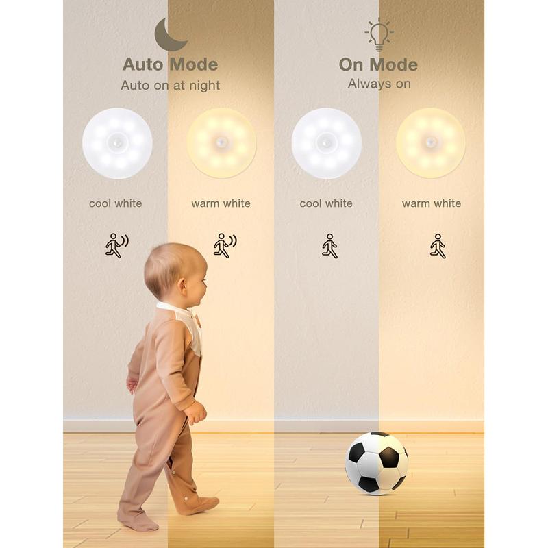 8 LEDs Motion Sensor Night Lights, Christmas Gifts, Auto Under-cabinet Lights