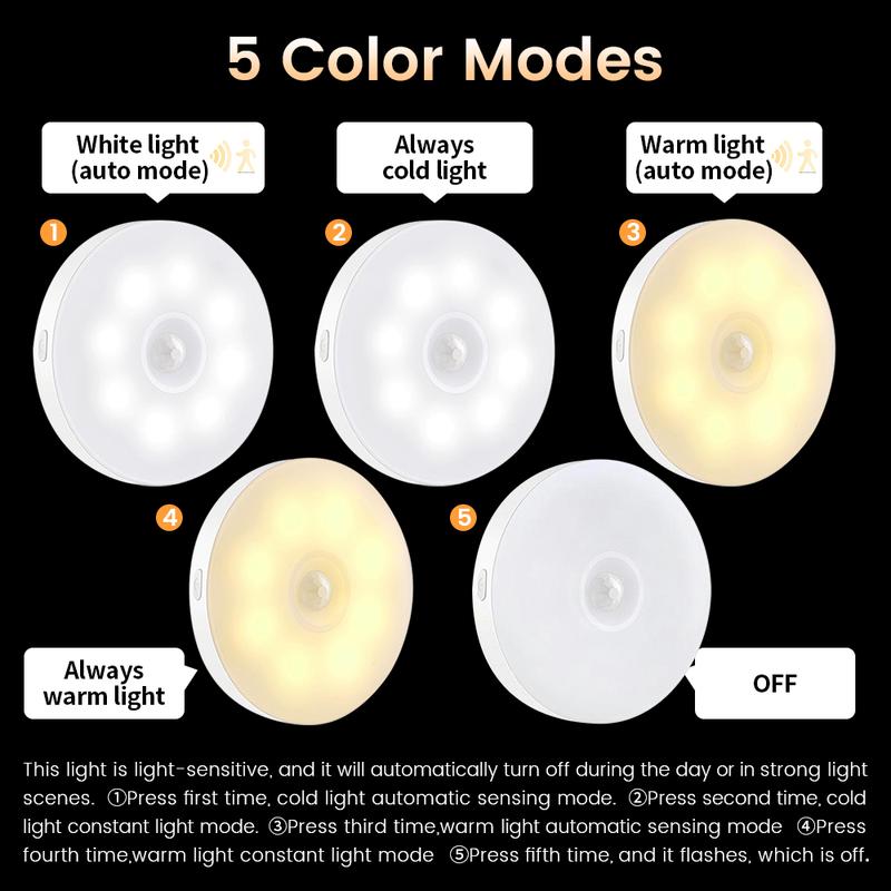 8 LEDs Motion Sensor Night Lights, Christmas Gifts, Auto Under-cabinet Lights