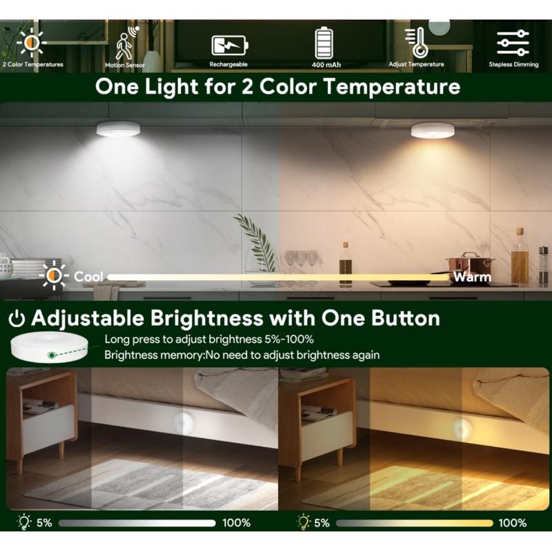8 LEDs Motion Sensor Night Lights, Christmas Gifts, Auto Under-cabinet Lights