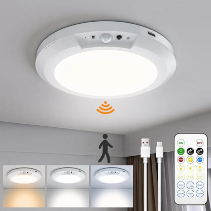 Rechargeable Motion Sensor Ceiling Light with Remote