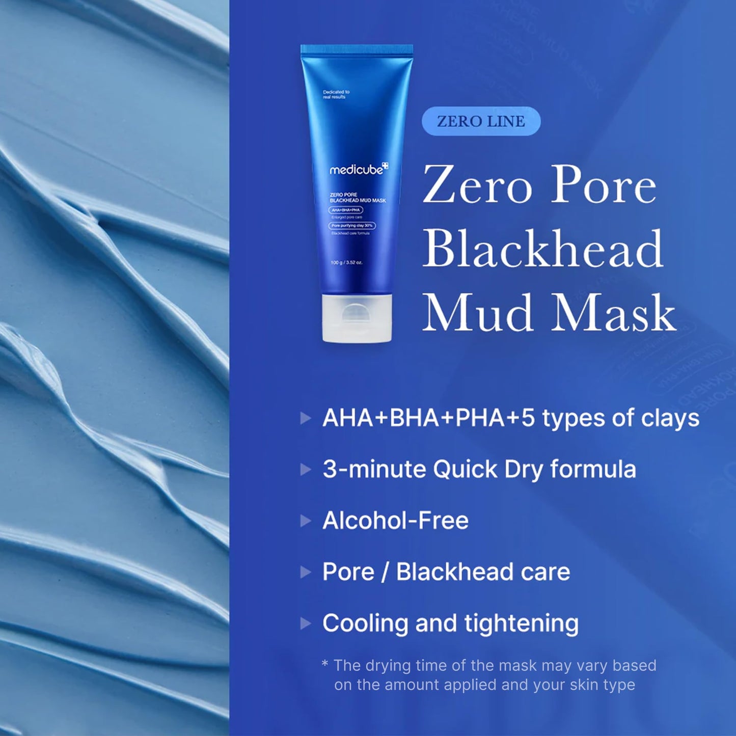 Medicube Zero Pore Mud Mask: Blackhead Clearing & Pore Tightening with AHA/BHA/PHA – 100g / 3.52 oz