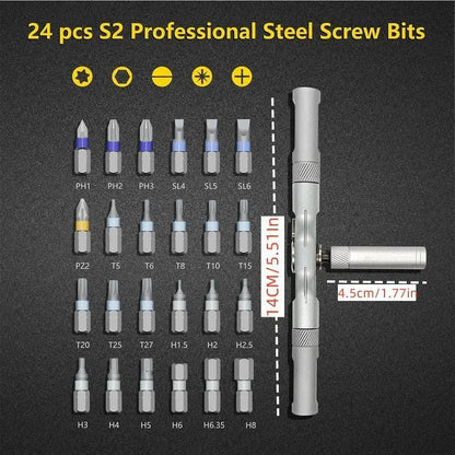 SEESE 24 in 1 DlY Screwdriver Set,1 Set SwitchableScrewdriver Shape Magnetic Screwdriver Set,Compact and Portable Ratchet Screw0driver SetHome Repair Tool Box