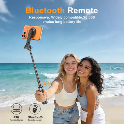 2026 Upgrated 5-in-1 Magnetic Selfie Stick with Remote for Cell Phone 360° Rotation.