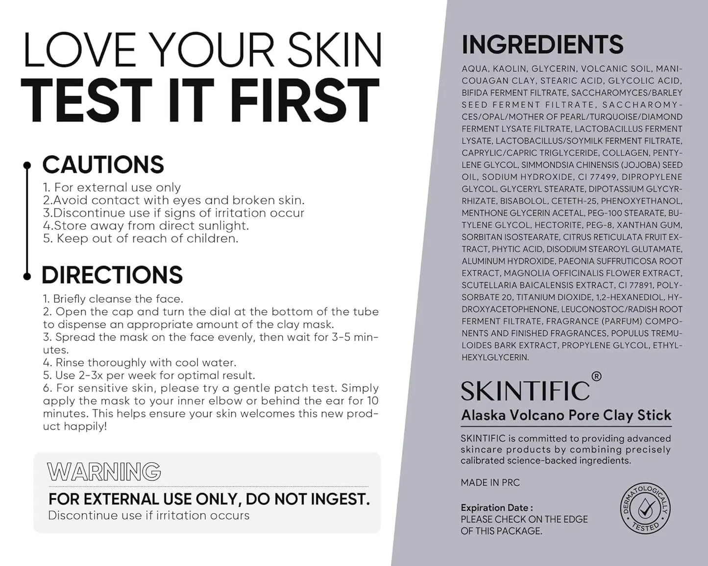 SKINTIFIC Alaska Volcano Pore Clay Stick
