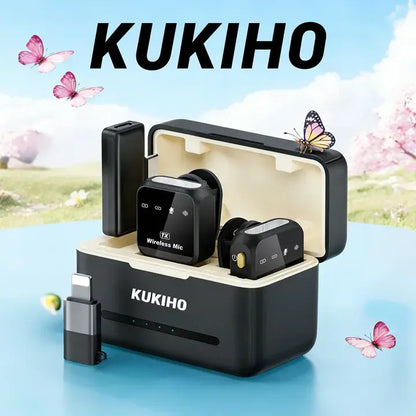 KUKIHO Wireless Lavalier Microphone for iPhone iPad Android With Charging Case Audio Smartphone Audio Smartphone