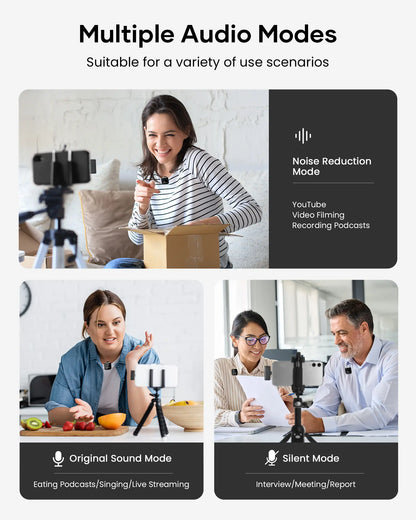 KUKIHO Wireless Lavalier Microphone for iPhone iPad Android With Charging Case Audio Smartphone Audio Smartphone