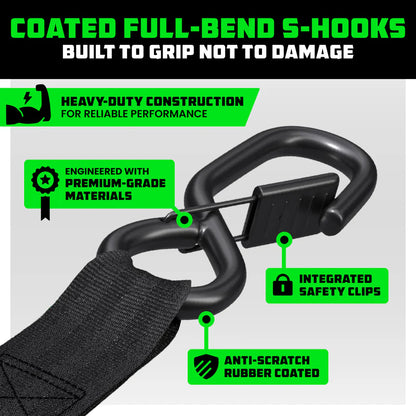 Rhino USA 1" x 10' Retractable Ratchet Straps