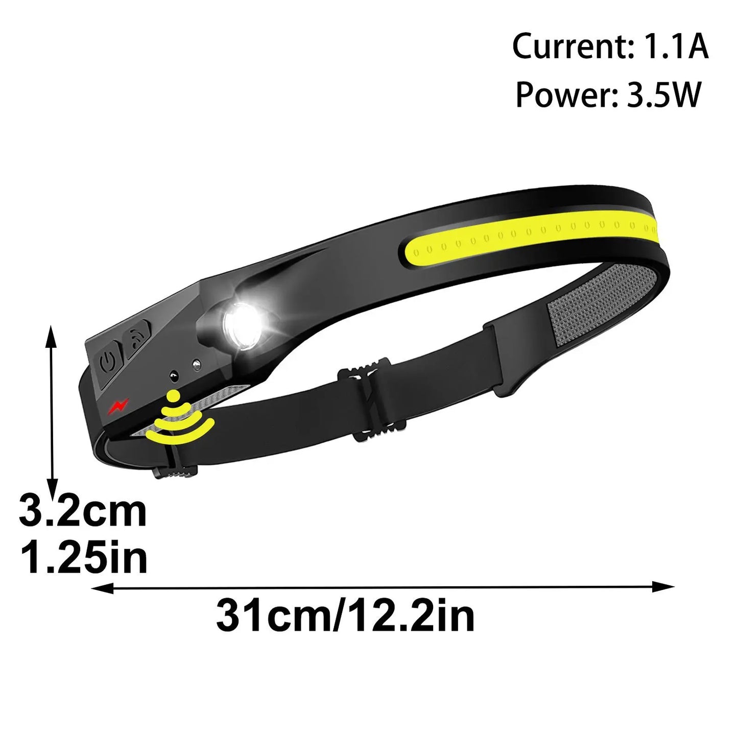 Rechargeable 230° Wide Head Lamp with Motion Sensor