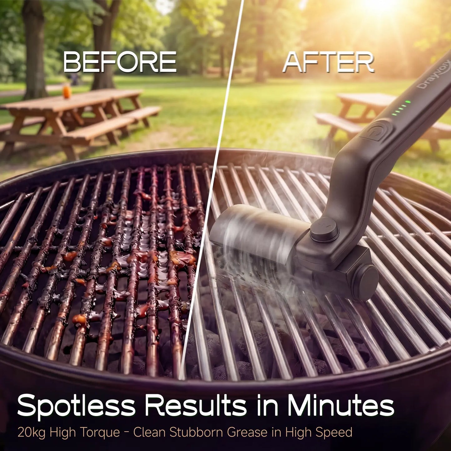 Drayvorx Electric BBQ Grill Brush Cordless and Rechargeable
