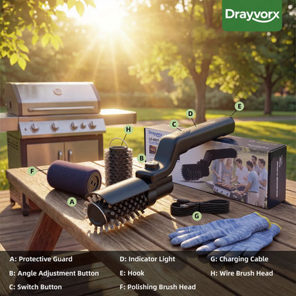 Drayvorx Electric BBQ Grill Brush Cordless and Rechargeable