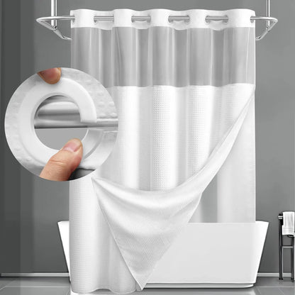 No Hook Shower Curtain with Snap in Liner