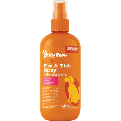 Zesty Paws Flea & Tick Natural Soothing Spray for Dogs 16 fl oz