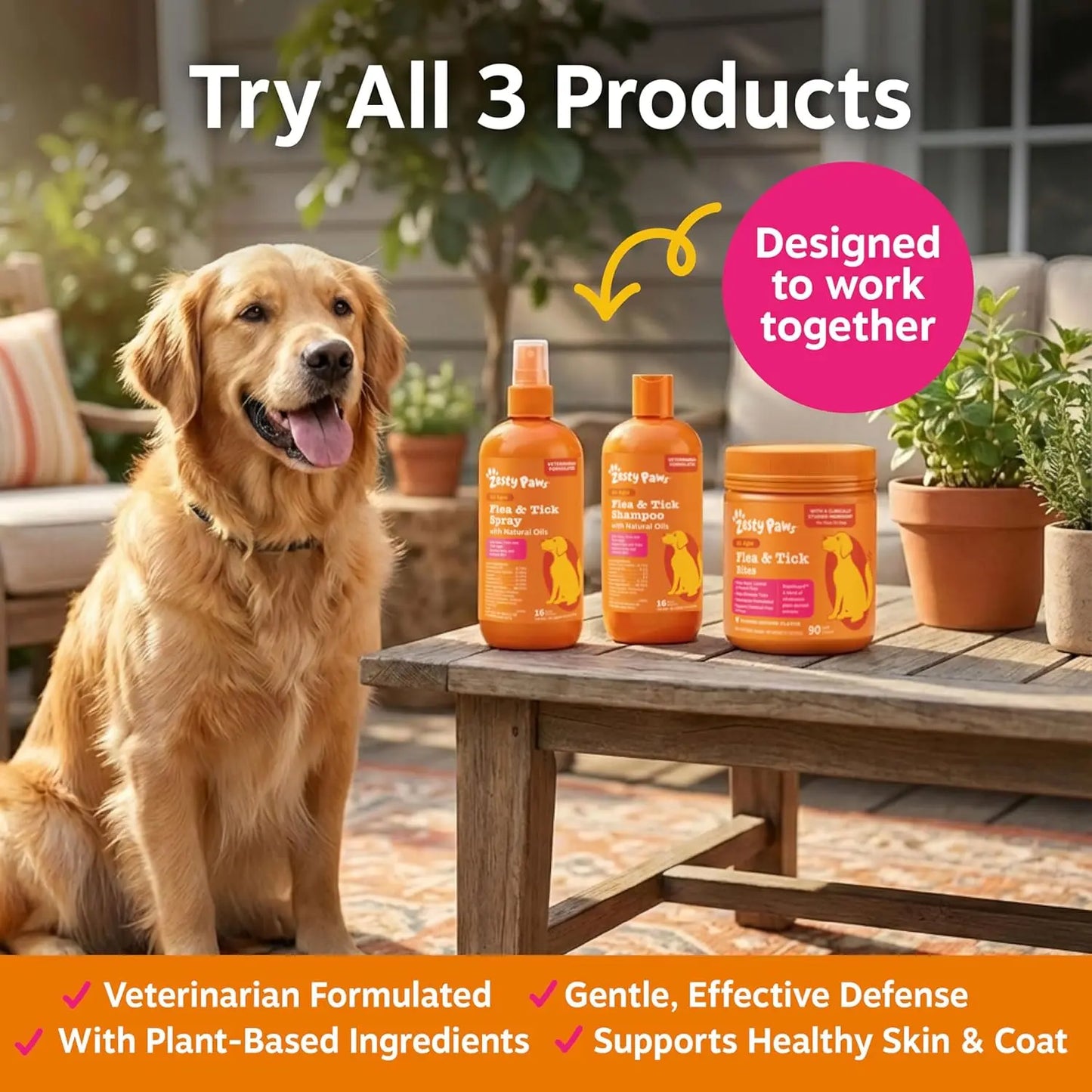 Zesty Paws Flea & Tick Natural Soothing Spray for Dogs 16 fl oz